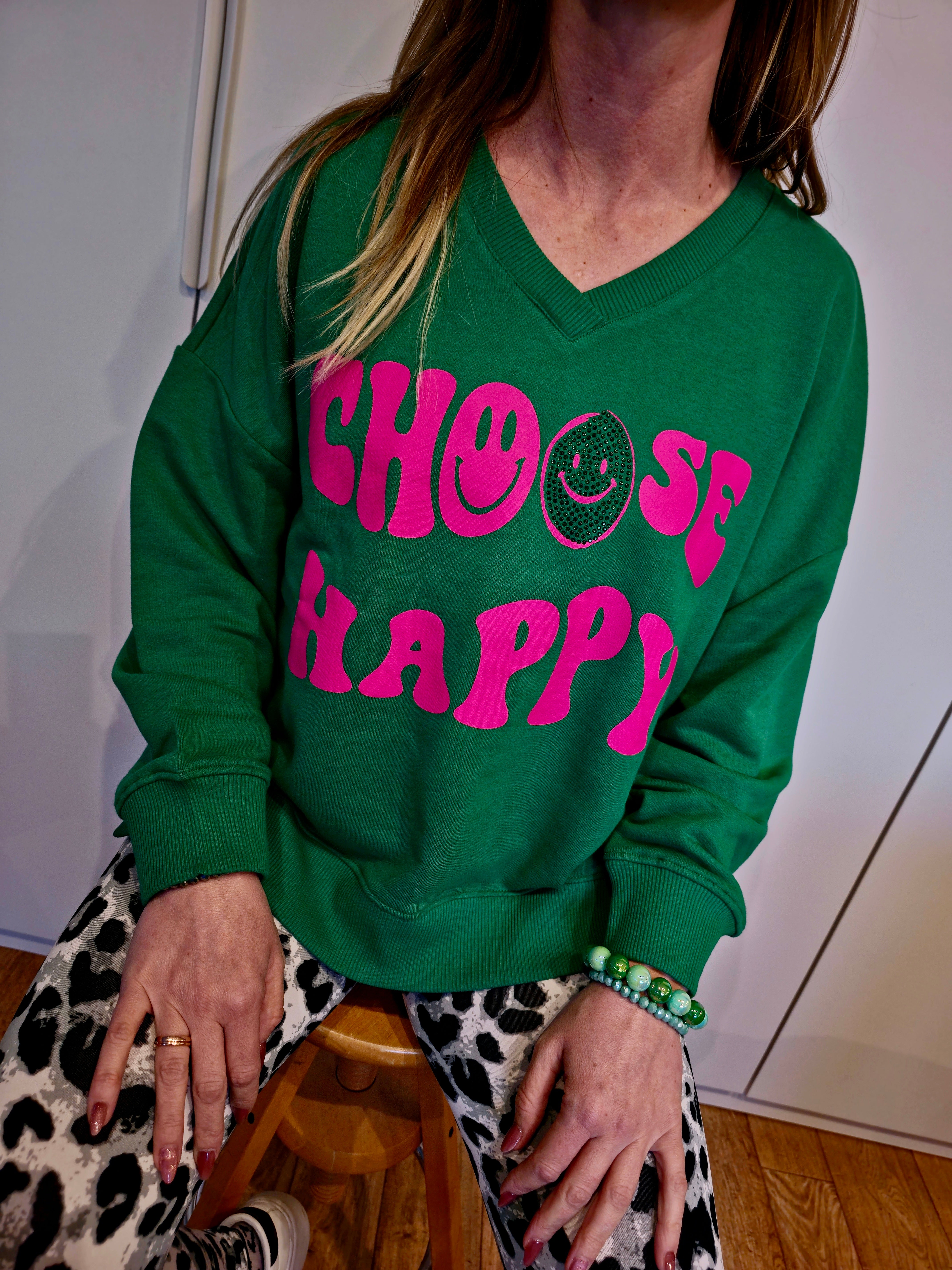 V-Neck Sweater CHOOSE HAPPY