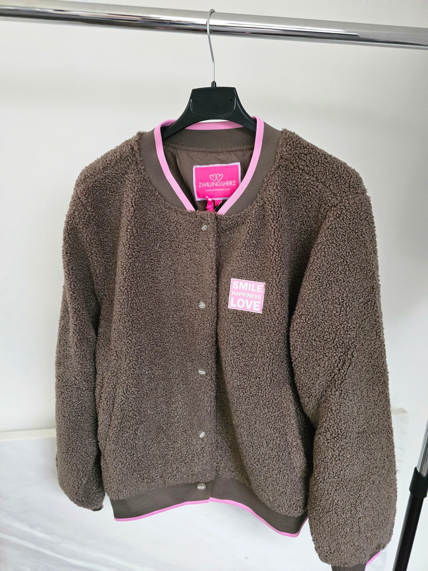 Zwillingsherz Teddy-Bomberjacke Braun