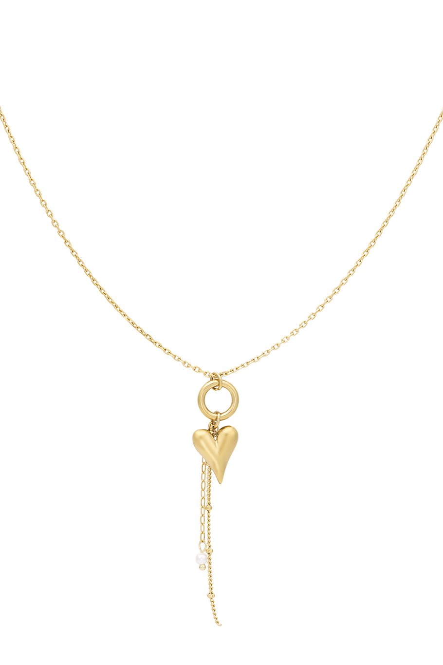 Kette mit Herzänhänher & Perle in Gold und Silber