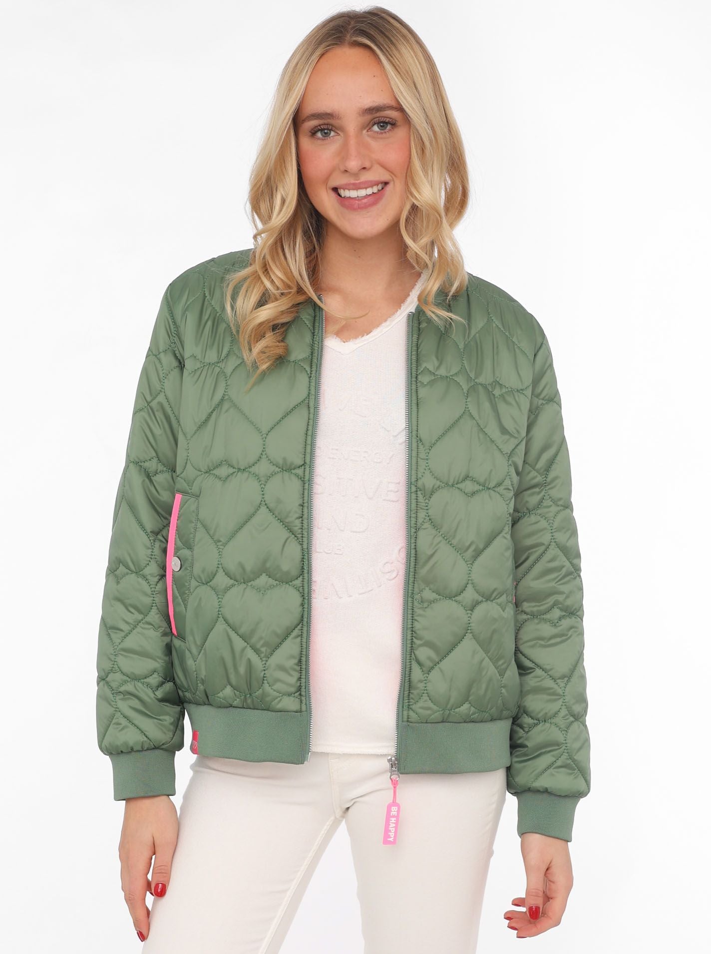 Zwillingsherz Bomberjacke BE HAPPY KHAKI
