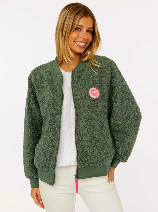 Zwillingsherz Teddy-Bomberjacke Khaki