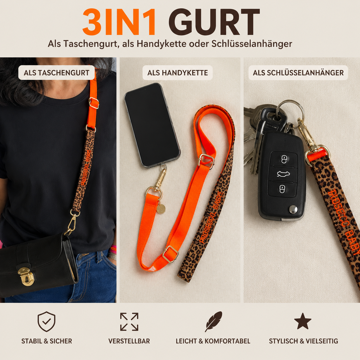 Statement Gurt 3 in 1 - DACKEL LIEBE PINK