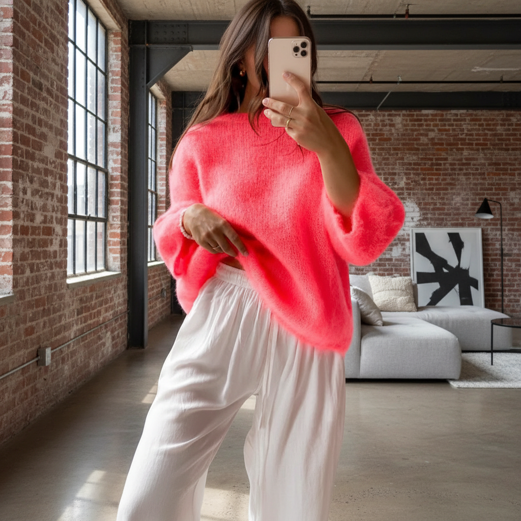 Kid Mohair Pullover Koralle