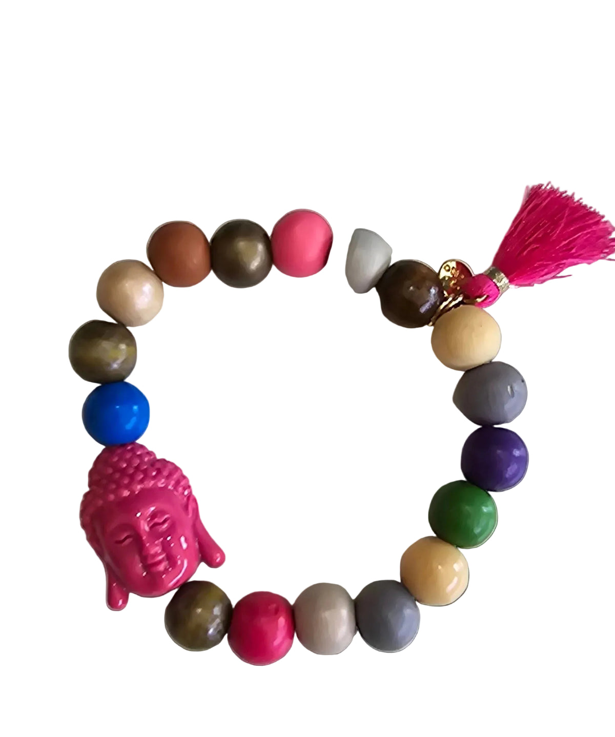 Holzperlenarmband Buddha + Quaste