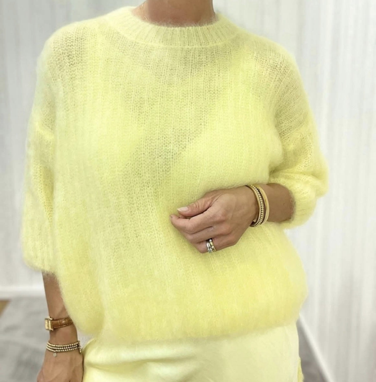 Kid Mohair Pullover 3/4 Arm Elly BUTTER
