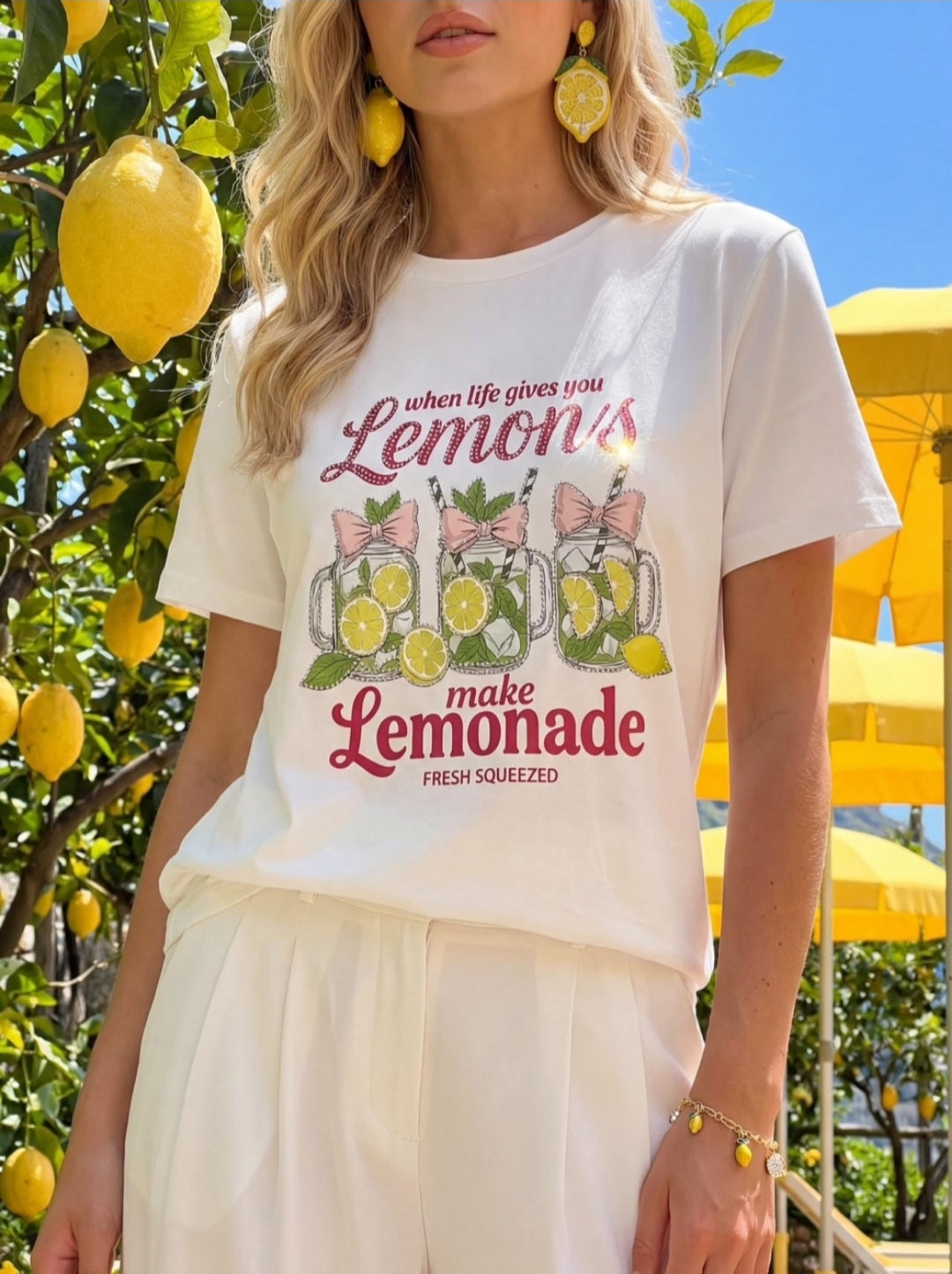 Lemonade T-Shirt mit Zitronen-Print – Sommerliches