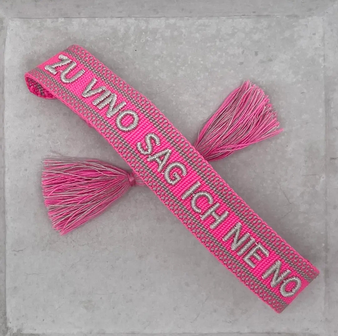 ZU VINO SAG ICH NIE NO Statement Armband gewebt im Boho Style