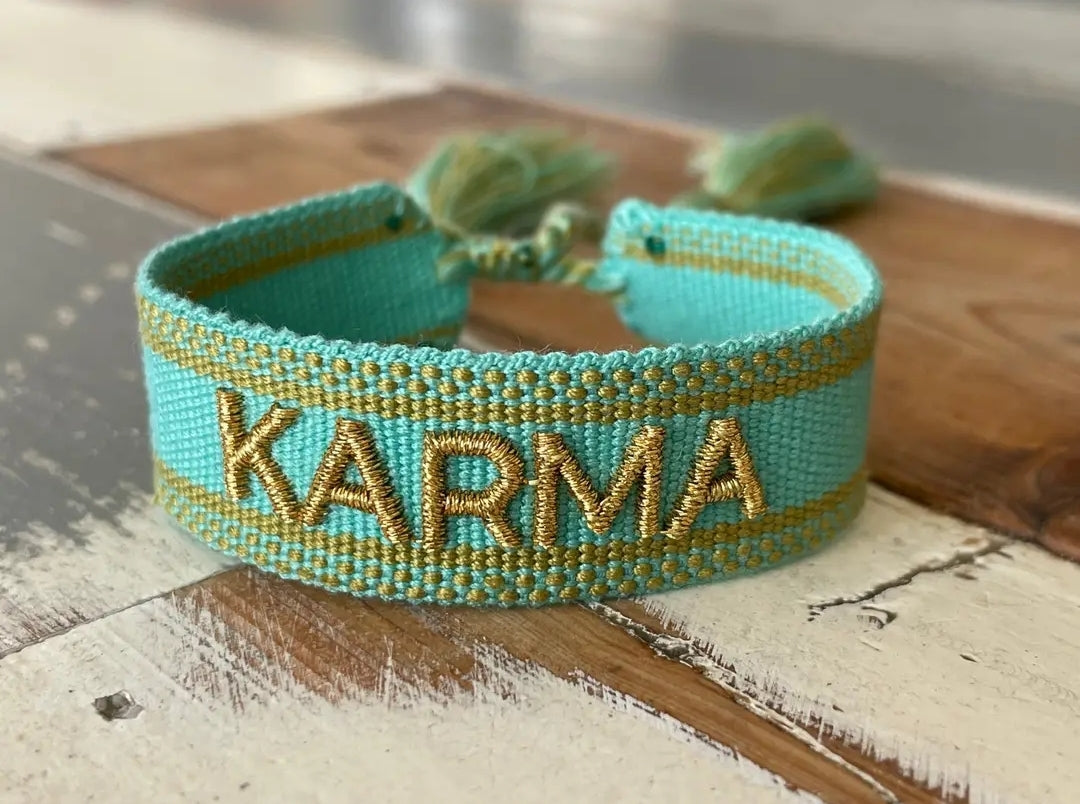 KARMA Statement Armband gewebt im Boho Style