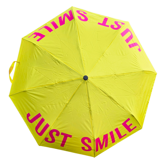 Stylischer Regenschirm mit Spruch – JUST SMILE