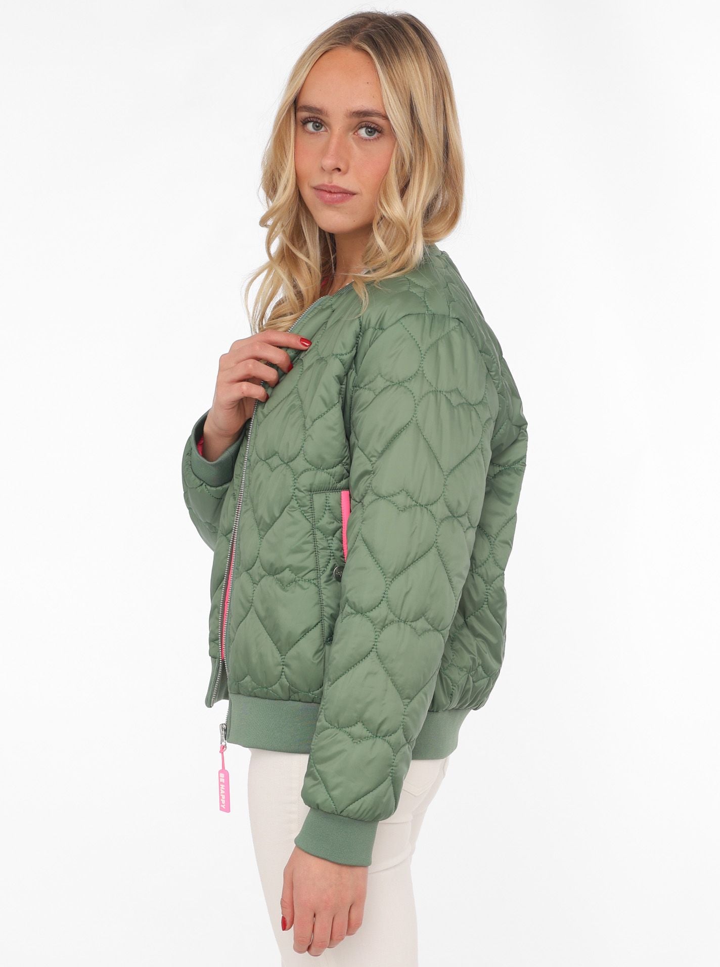 Zwillingsherz Bomberjacke BE HAPPY KHAKI