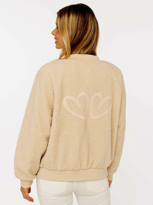 Zwillingsherz Teddy-Bomberjacke Beige