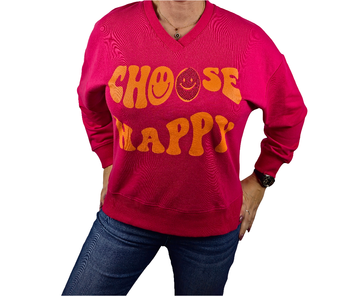 V-Neck Sweater CHOOSE HAPPY