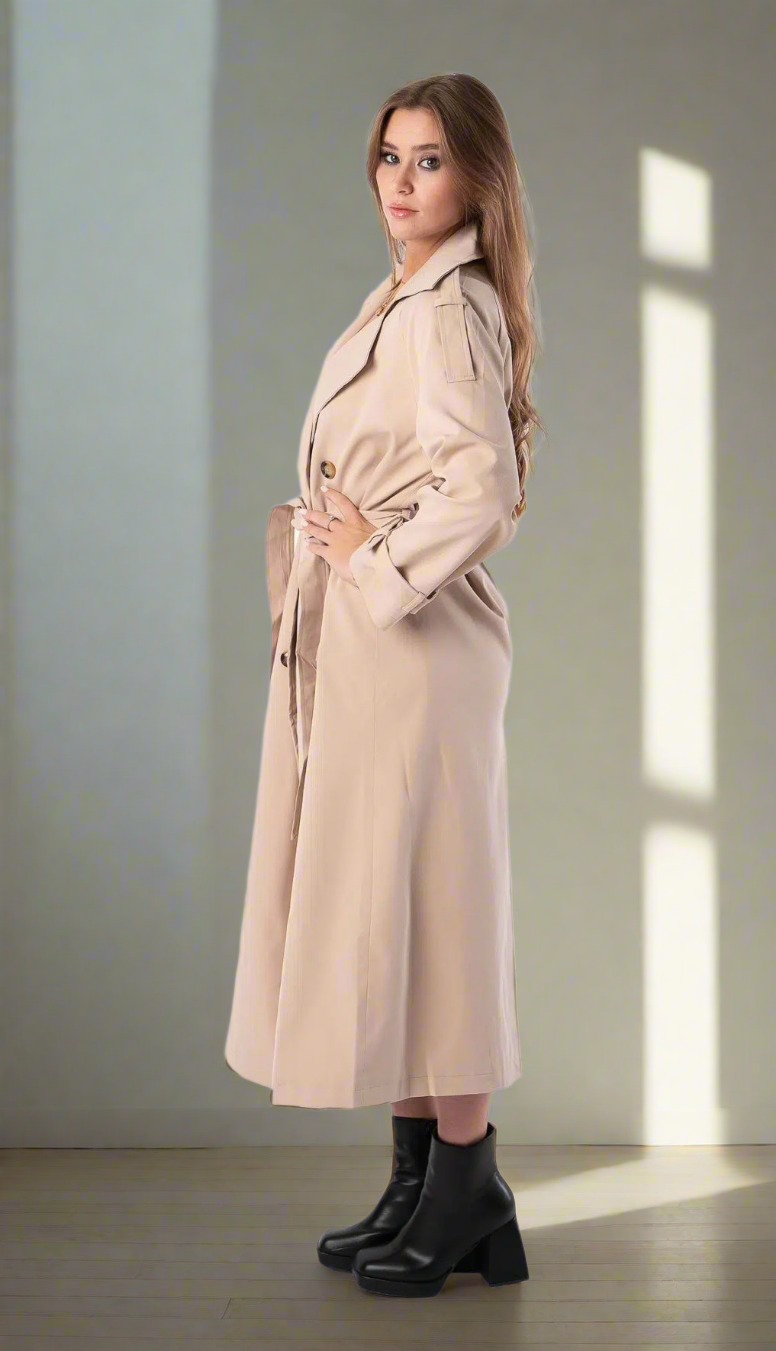 Langer Trenchcoat Beige