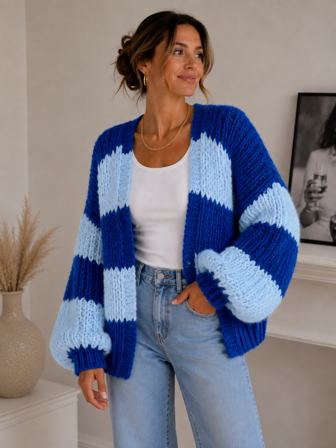 Cardigan COZY STRIPES blau