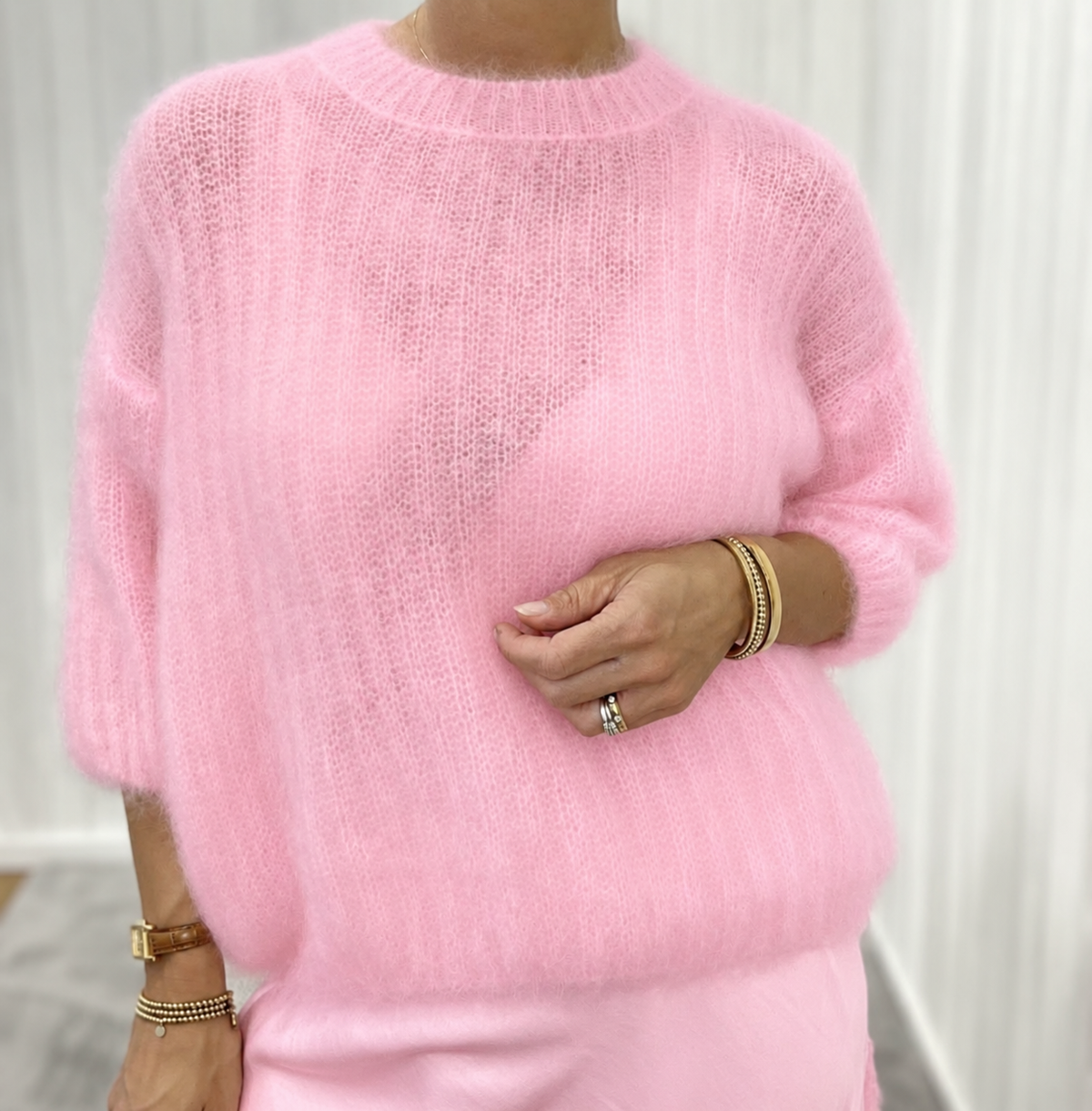 Kid Mohair Pullover 3/4 Arm Elly ROSY