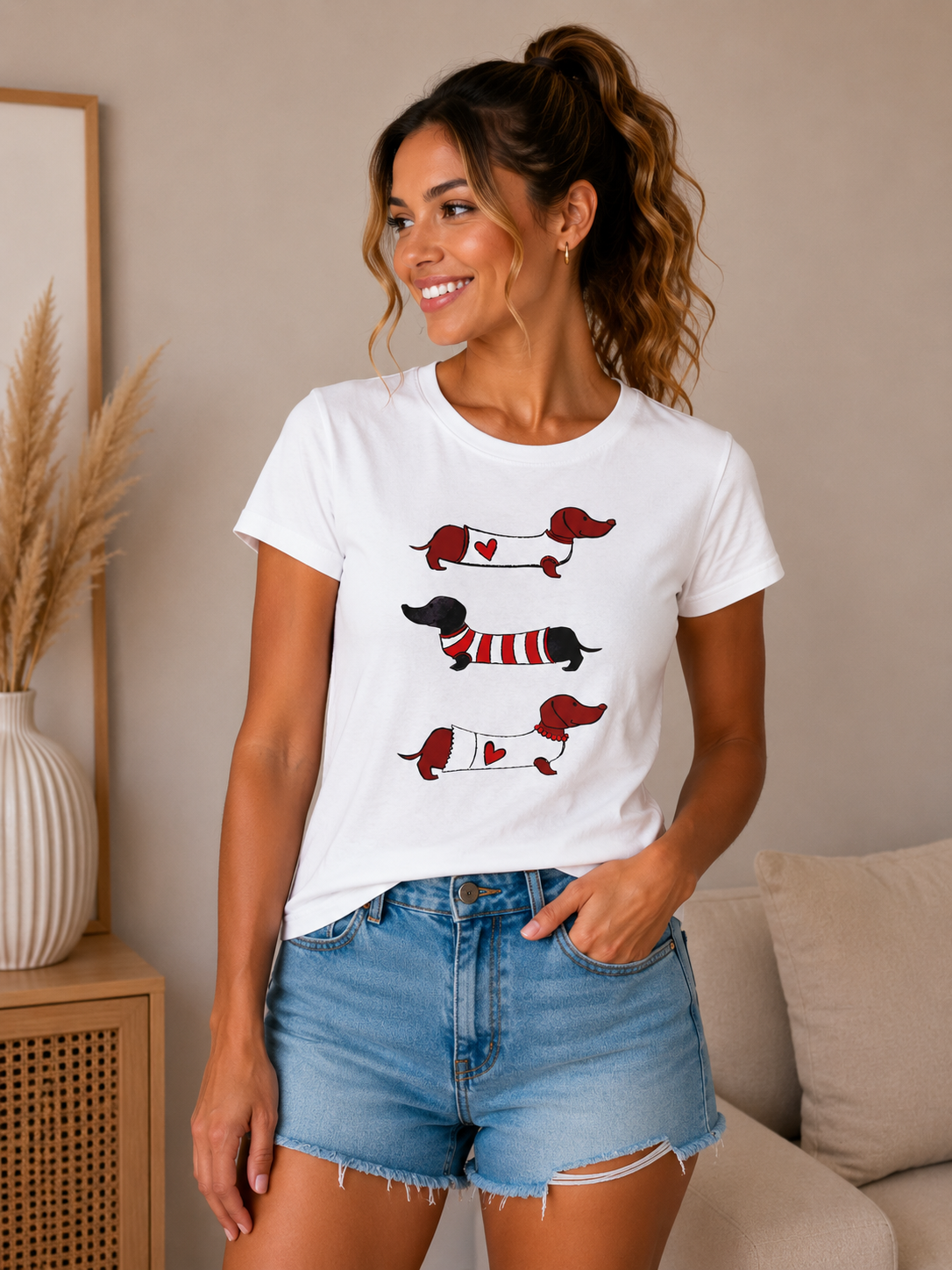 Dackel T-Shirt Damen Bande
