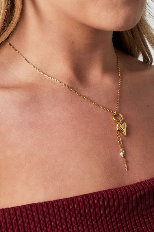 Kette mit Herzänhänher & Perle in Gold und Silber