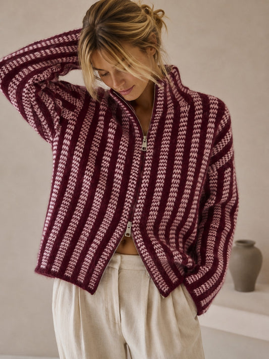 Strickjacke Zipper Stripes BELLA