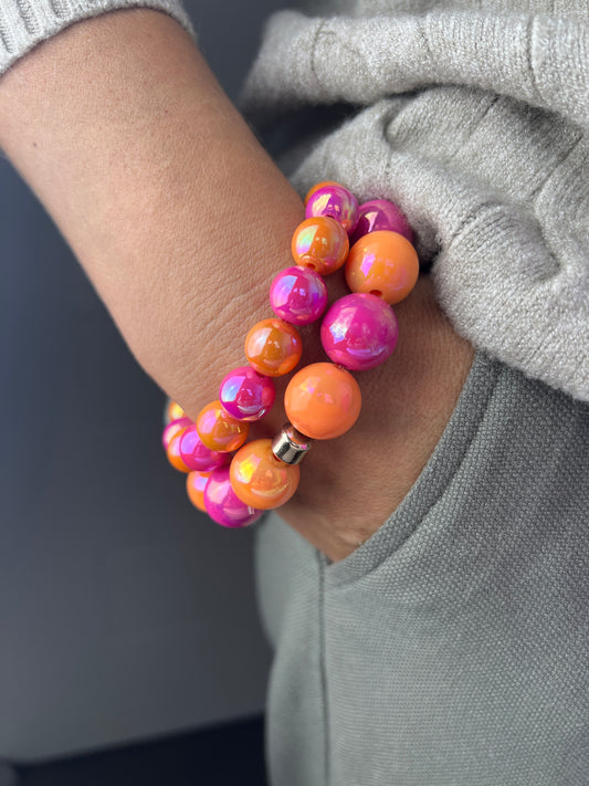 Armband MYSTIC MAGIC PEARLS orange pink