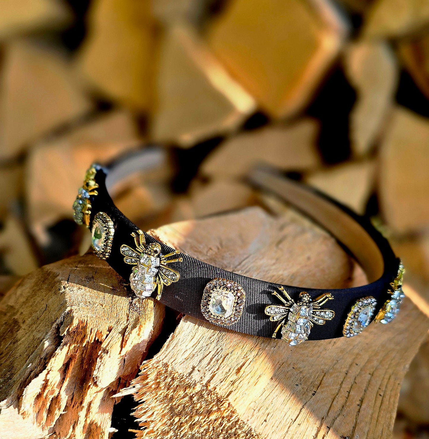 Haarreif Glamour Biene Schwarz/Crystal