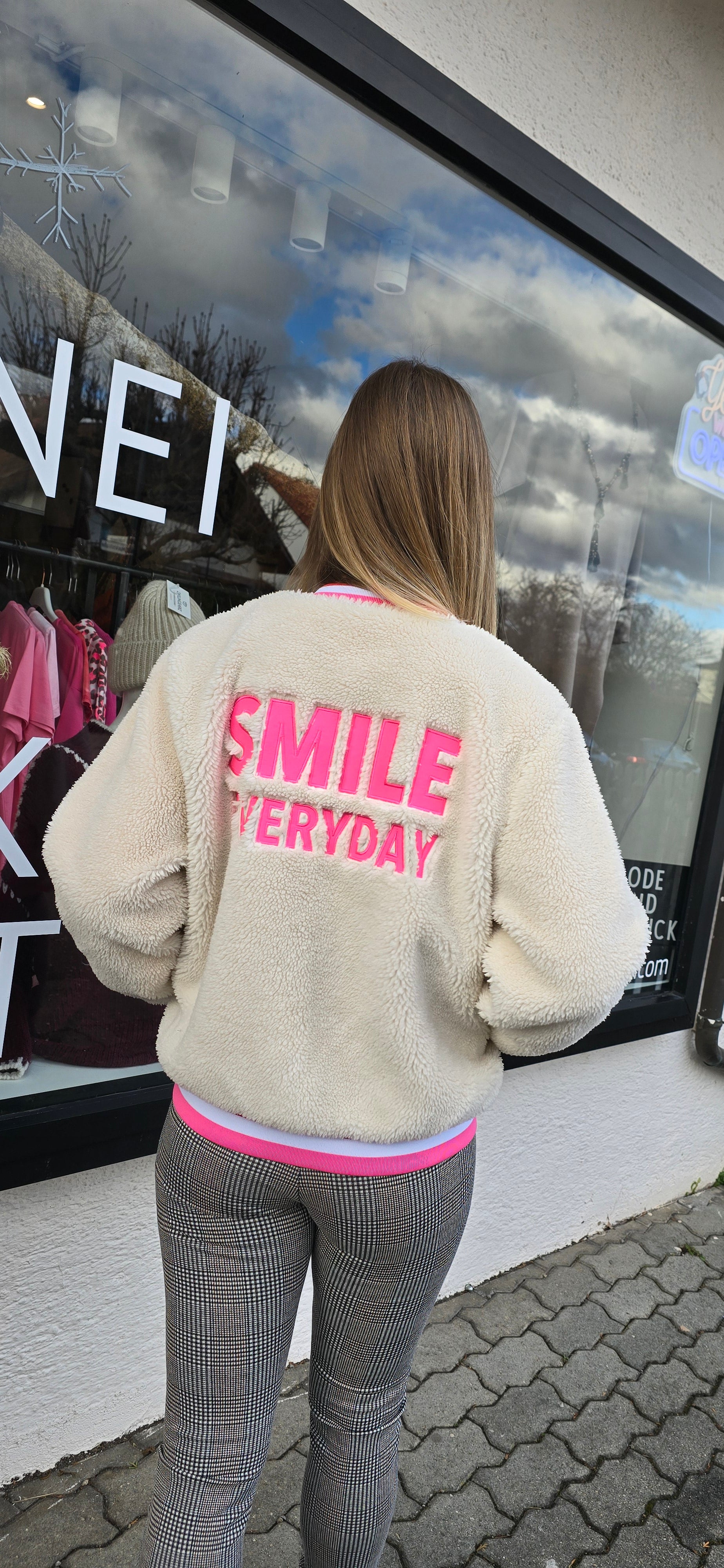 Zwillingsherz Plüschjacke Kuschel Jacke Teddy Flausch "Smile”