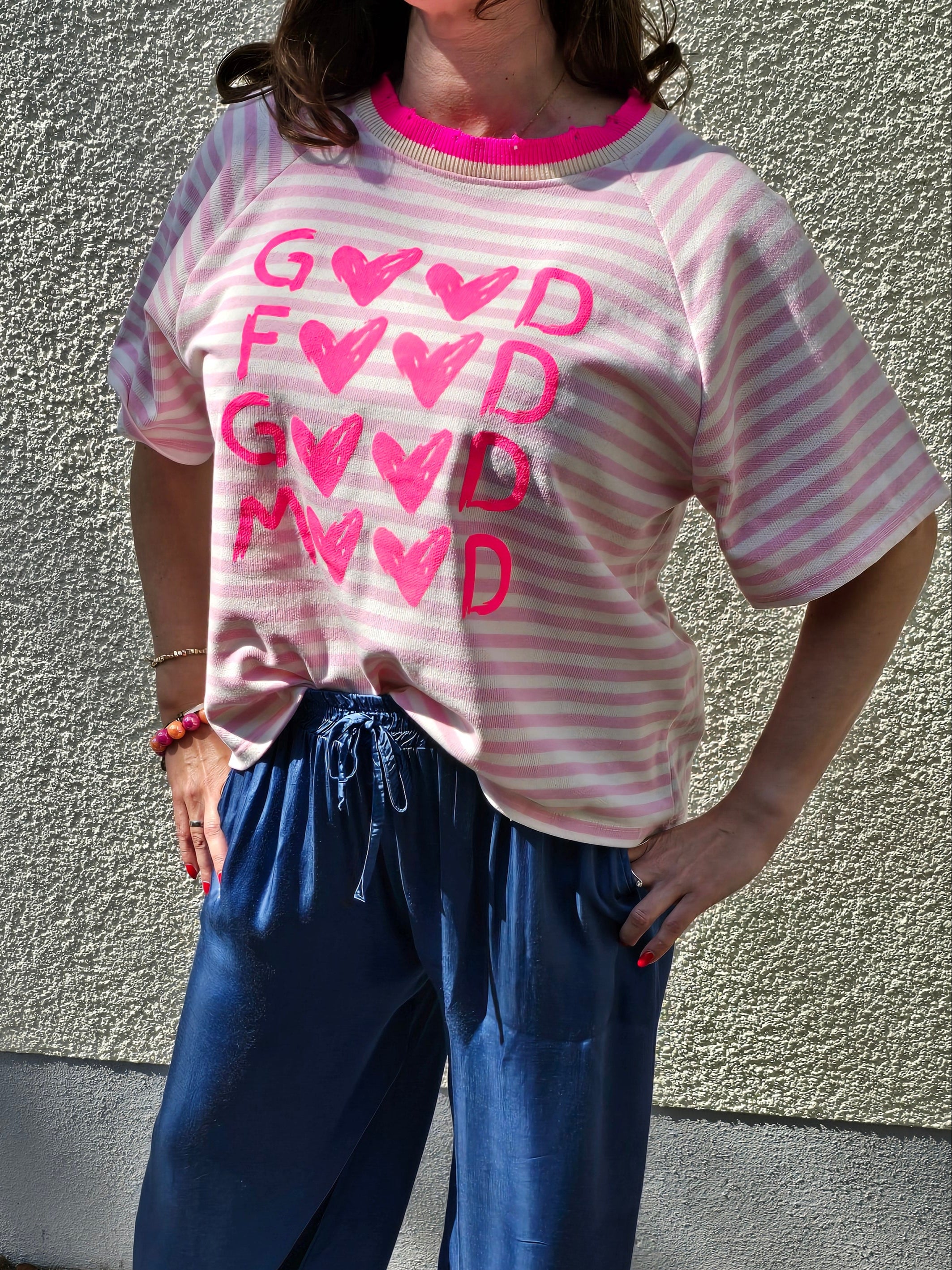 T-Shirt GOOD FOOD - GOOD MOOD Pink