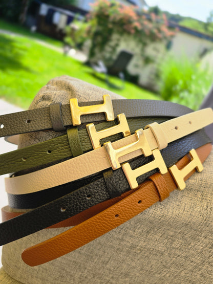 Eleganter Ledergürtel mit goldener H-Schnalle