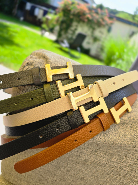Eleganter Ledergürtel mit goldener H-Schnalle