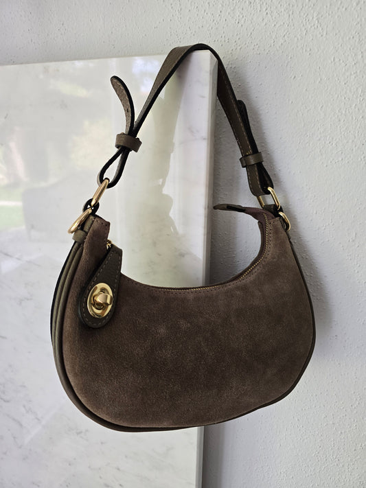 Elegante Tasche Pia Halbmond Wildleder