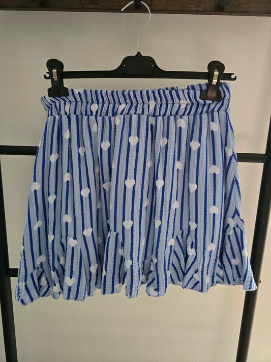 Musselin Hose Herzl in Rock Optik Blau/Weiß