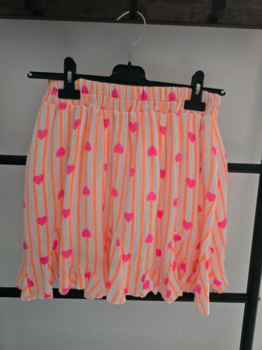 Musselin Hose Herzl in Rock Optik Orange/Pink
