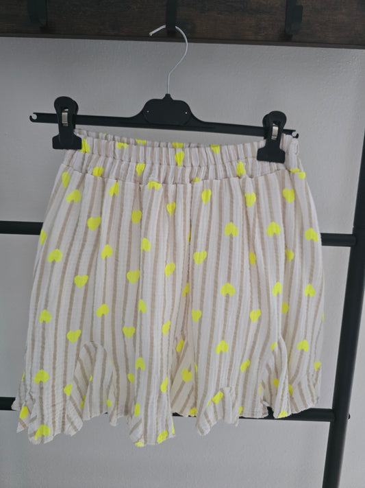 Musselin Hose Herzl in Rock Optik Beige/Gelb