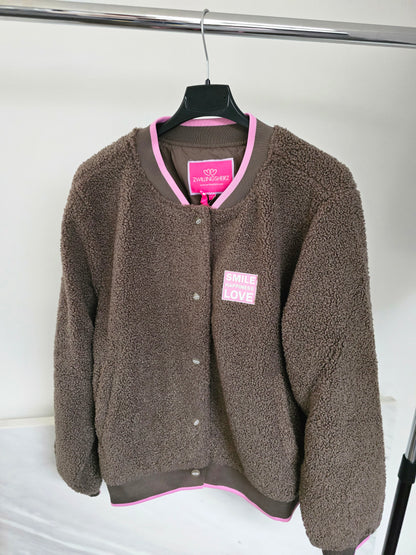 Zwillingsherz Teddy-Bomberjacke Braun