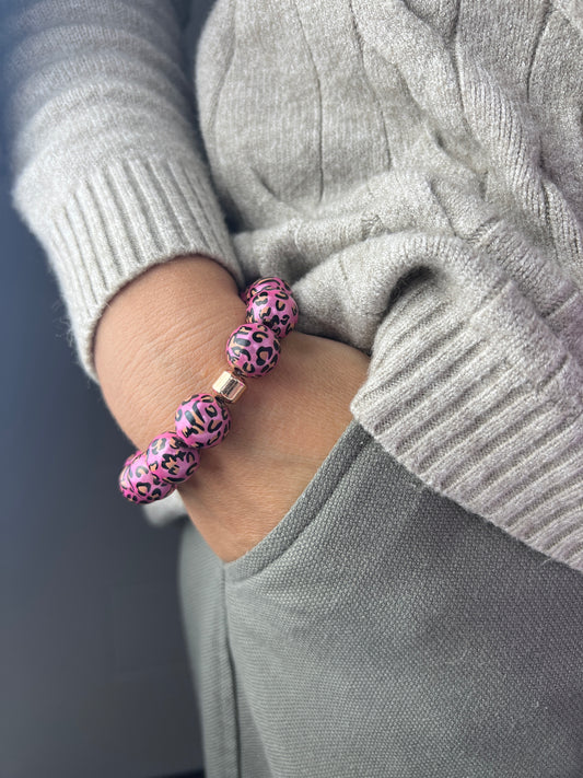 Armband MYSTIC PEARLS pink leo small