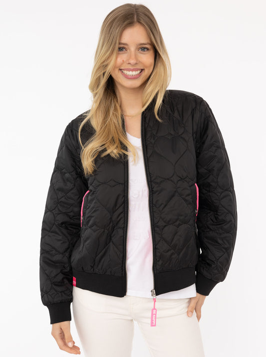 Zwillingsherz Bomberjacke BE HAPPY SCHWARZ