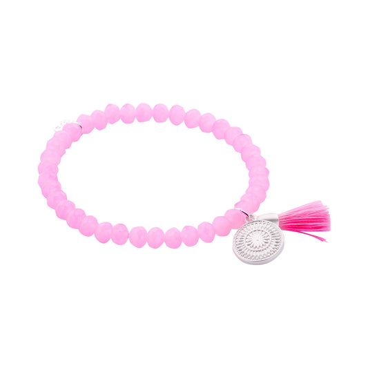 Pinkes Perlenarmband mit Quaste & Medaillon – Verspielte Eleganz für dein Handgelenk 54865MIX08