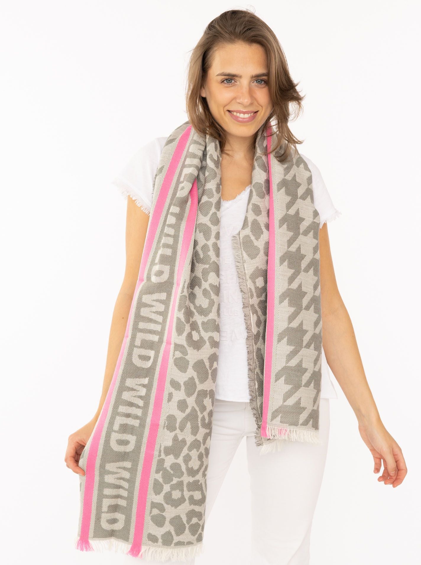 Zwillingsherz Schal WILD LEO grau