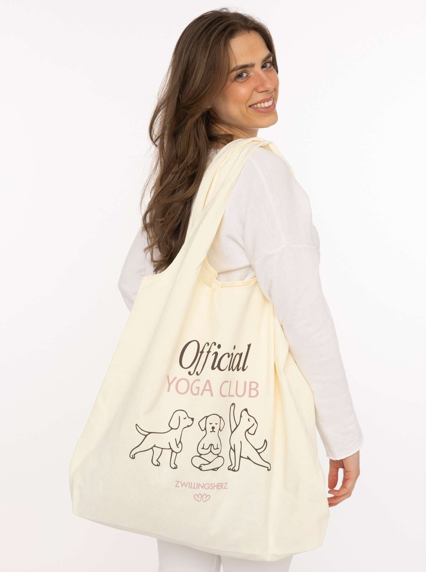 Zwillingsherz Stofftasche Yoga Club Hund Print Shopper