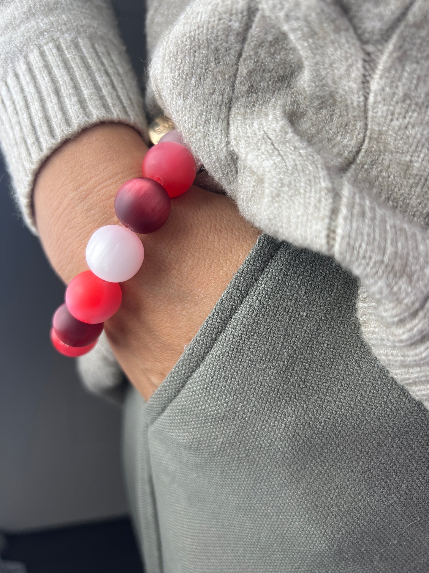 Armband MATT PEARLS rot