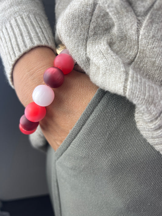 Armband MATT PEARLS rot