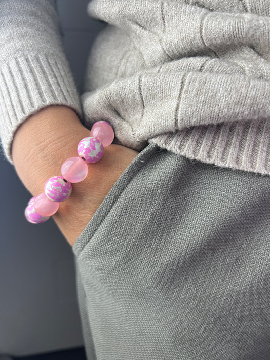 Armband MYSTIC PEARLS rosa leo small