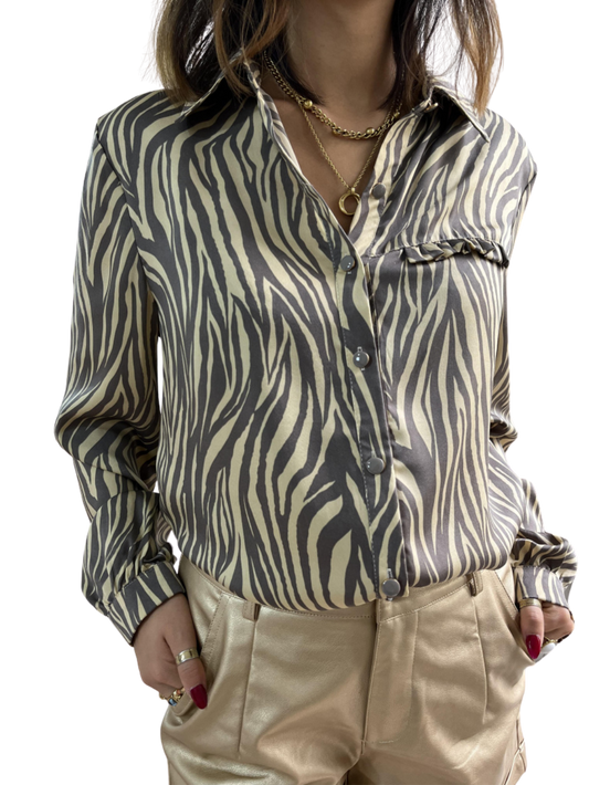 Bluse Zebra-Print TAUPE