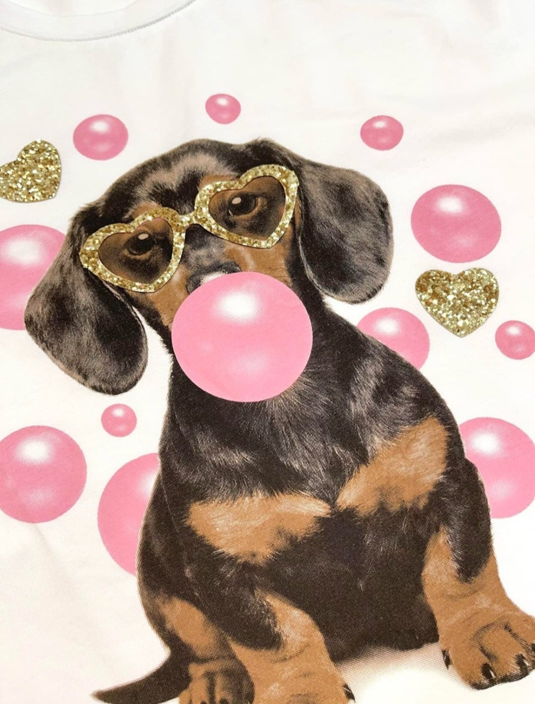 Dackel T-Shirt mit Bubblegum Print – Süßes Damen Shirt mit Hund 