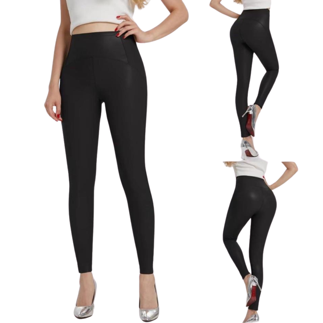 Leggings aus Lederimitat Schwarz