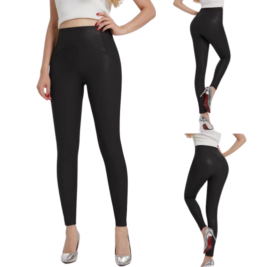 Leggings aus Lederimitat Schwarz