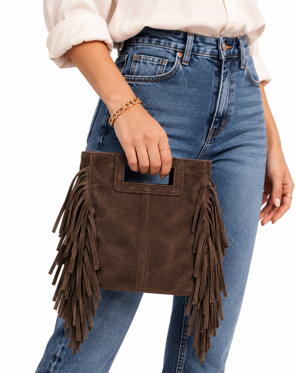 Fransen Wildleder Handtasche