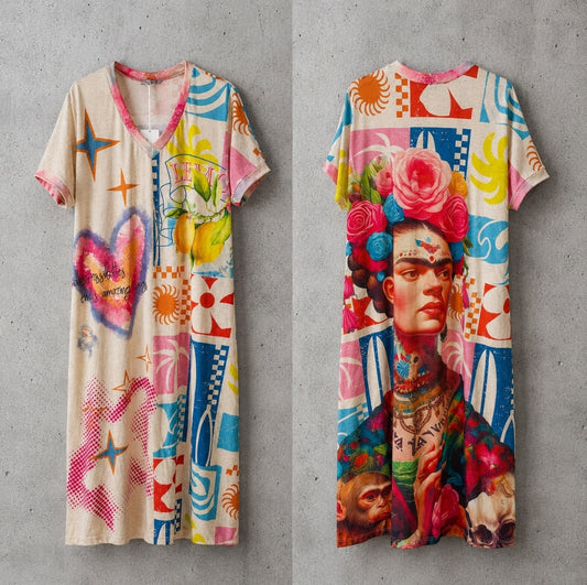 Sommerkleid Frieda Kahlo Print ENDLESS POSTIVY