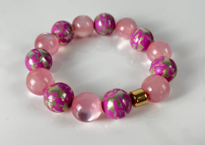Armband MYSTIC PEARLS rosa leo small