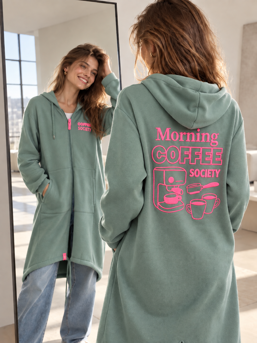 Zwillingsherz Hoodie Mantel MORNING COFFEE