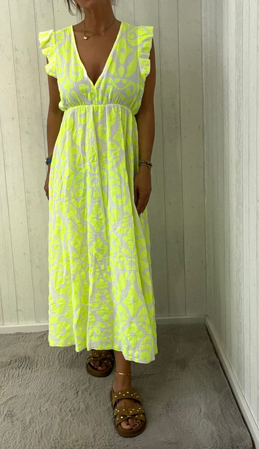 Musselin Sommerkleid Neon Orange